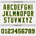 Custom Team Name Number Bomber Jacket Green Gold Two Tone Full-Snap Varsity Personalized White Personalized White Green-Gold
