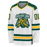 Personalized Green Gold Hockey Jersey - Custom White Team Uniform Personalized White Green-Gold Hockey Jersey