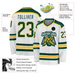 Personalized Green Gold Hockey Jersey - Custom White Team Uniform Personalized White Green-Gold Hockey Jersey