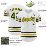 Custom Name and Number Personalized Authentic Baseball Jersey - White Green Gold Line Design Personalized White Green-Gold