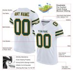 Personalized Green-Gold Authentic Football Jersey, White Mesh Design Personalized White Green-Gold Mesh Authentic Football