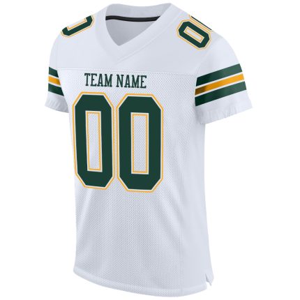 Custom Personalized Green and Gold Mesh Football Jersey with Name and Number - Authentic Team Apparel Personalized White