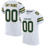 Custom Personalized Green and Gold Mesh Football Jersey with Name and Number - Authentic Team Apparel Personalized White