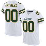 Personalized Green-Gold Authentic Football Jersey, White Mesh Design Personalized White Green-Gold Mesh Authentic Football