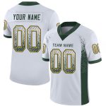 Custom Green and Gold Mesh Drift Football Jersey with Personalized Name and Number - Team Apparel Personalized White Green-Gold