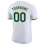 Custom Team Name Number Performance T-Shirt - Personalized White Green Gold Shirt Personalized White Green-Gold Performance