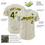 Custom Personalized Green-Gold Baseball Jersey with Pinstripe Design - Authentic Team Name & Number Personalized White (Green