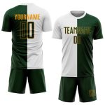 Custom Name Number Soccer Jersey White Green Gold Fashion Split Uniform - Personalized Team Apparel Personalized White Green-Gold