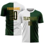 Custom Name Number Soccer Jersey White Green Gold Fashion Split Uniform - Personalized Team Apparel Personalized White Green-Gold