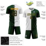 Custom Name Number Soccer Jersey White Green Gold Fashion Split Uniform - Personalized Team Apparel Personalized White Green-Gold