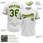 Custom White Green-Gold Unisex Softball Jersey - Personalized Two-Button Design Personalized White Green-Gold Two-Button