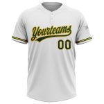 Custom White Green-Gold Unisex Softball Jersey - Personalized Two-Button Design Personalized White Green-Gold Two-Button