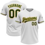 Custom White Green-Gold Unisex Softball Jersey - Personalized Two-Button Design Personalized White Green-Gold Two-Button
