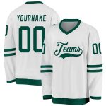 Custom Name and Number Personalized Hockey Jersey in White and Green Personalized White Green Hockey Jersey Team Custom Name
