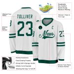 Custom Name and Number Personalized Hockey Jersey in White and Green Personalized White Green Hockey Jersey Team Custom Name