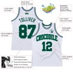 Customizable Authentic Throwback Basketball Jersey - Personalized White & Kelly Green with Custom Name and Number Personalized