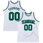 Customizable Authentic Throwback Basketball Jersey - Personalized White & Kelly Green with Custom Name and Number Personalized