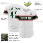 Custom Name and Number Personalized Baseball Jersey - White Green Medium Pink Authentic Team Jersey Personalized White Green-Medium