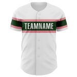 Custom Name and Number Personalized Baseball Jersey - White Green Medium Pink Authentic Team Jersey Personalized White Green-Medium