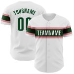 Custom Name and Number Personalized Baseball Jersey - White Green Medium Pink Authentic Team Jersey Personalized White Green-Medium