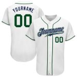 Custom Name and Number Authentic Baseball Jersey - Personalized White Green-Navy Team Jersey Personalized White Green-Navy