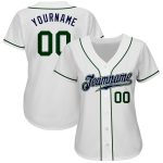 Custom Name and Number Authentic Baseball Jersey - Personalized White Green-Navy Team Jersey Personalized White Green-Navy