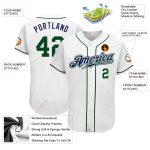 Custom Name and Number Authentic Baseball Jersey - Personalized White Green-Navy Team Jersey Personalized White Green-Navy