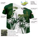 Custom Name and Number Unisex Softball Jersey with 3D Pattern Hawaii Coconut Trees - Personalized White Gold Green Design