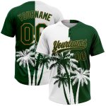 Custom Name and Number Unisex Softball Jersey with 3D Pattern Hawaii Coconut Trees - Personalized White Gold Green Design