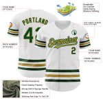 Custom Name and Number Authentic Baseball Jersey - Personalized White Green-Old Gold Line Team Jersey Personalized White