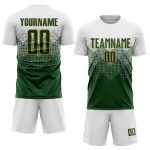 Custom Sublimation Soccer Jersey with Personalized Name and Number - White Green Old Gold Team Uniform Personalized White