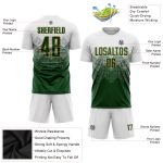 Custom Sublimation Soccer Jersey with Personalized Name and Number - White Green Old Gold Team Uniform Personalized White