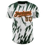 Custom 3D Pattern Baseball Jersey with Name and Number - Personalized White Green-Orange Design Personalized White Green-Orange