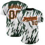 Custom 3D Pattern Baseball Jersey with Name and Number - Personalized White Green-Orange Design Personalized White Green-Orange