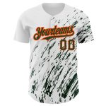 Custom 3D Splash Design Baseball Jersey with Personalized Name & Number - White Green-Orange Abstract Team Apparel Personalized