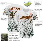 Custom 3D Splash Design Baseball Jersey with Personalized Name & Number - White Green-Orange Abstract Team Apparel Personalized