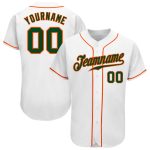 Custom Team Name and Number Baseball Jersey - Personalized White Green-Orange Authentic Jersey Personalized White Green-Orange