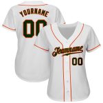 Custom Team Name and Number Baseball Jersey - Personalized White Green-Orange Authentic Jersey Personalized White Green-Orange