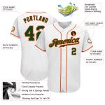 Custom Team Name and Number Baseball Jersey - Personalized White Green-Orange Authentic Jersey Personalized White Green-Orange