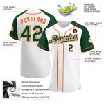 Custom Name Number Personalized Baseball Jersey White Green-Orange Authentic Raglan Sleeves Personalized White Green-Orange
