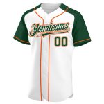 Custom Name Number Personalized Baseball Jersey White Green-Orange Authentic Raglan Sleeves Personalized White Green-Orange