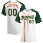 Custom Name Number Personalized Baseball Jersey White Green-Orange Authentic Raglan Sleeves Personalized White Green-Orange