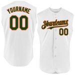 Custom Authentic Sleeveless Baseball Jersey - Personalized Green-Orange with Name & Number Personalized White Green-Orange