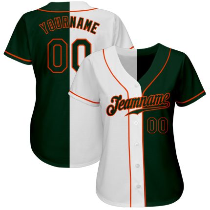 Custom Name and Number Personalized Baseball Jersey - White Green-Orange Authentic Fashion Split Team Jersey Personalized