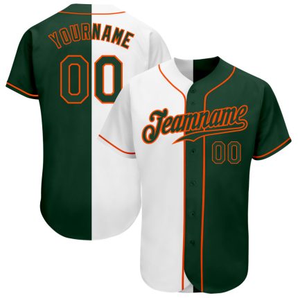 Custom Name and Number Personalized Baseball Jersey - White Green-Orange Authentic Fashion Split Team Jersey Personalized