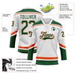 Custom Name Number Hockey Jersey - Personalized White Green Orange Lace Team Jersey Personalized White Green-Orange Hockey
