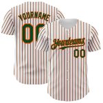 Custom Green Orange Pinstripe Baseball Jersey with Personalized Name and Number - Authentic White Team Apparel Personalized