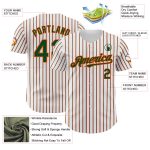Custom Green Orange Pinstripe Baseball Jersey with Personalized Name and Number - Authentic White Team Apparel Personalized