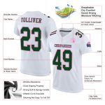 Custom Personalized Football Jersey - White Green Pink Mesh with Team Name and Number Personalized White Green-Pink Mesh