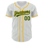 Custom Name and Number Personalized Green-Gold Pinstripe Baseball Jersey - Authentic White Green Team Jersey Personalized